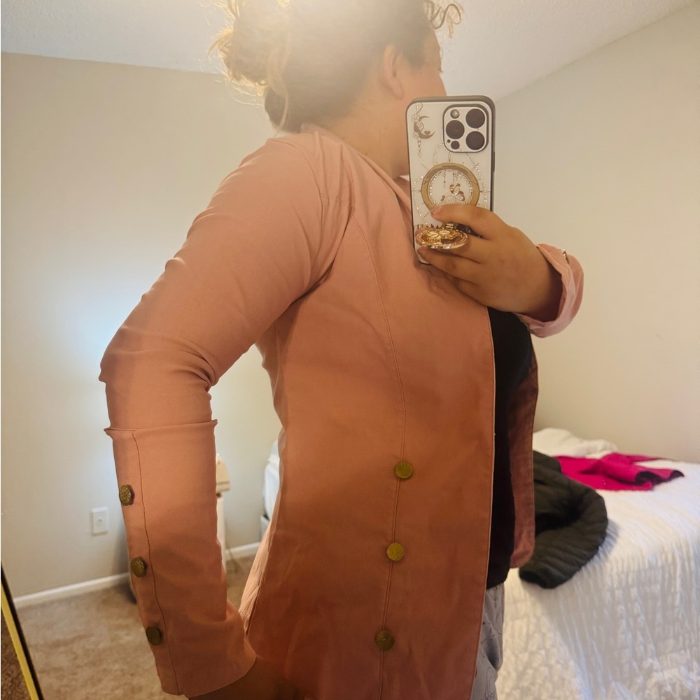 Stylish Pink Blazer with Gold Buttons . Women's Jacket